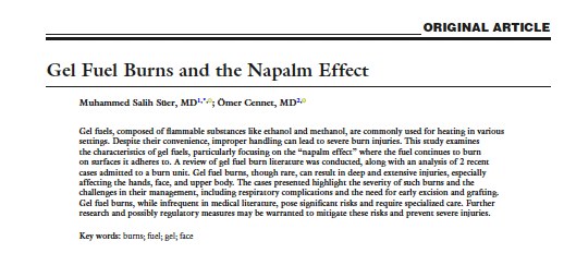 Gel Fuel Burns and the Napalm Effect